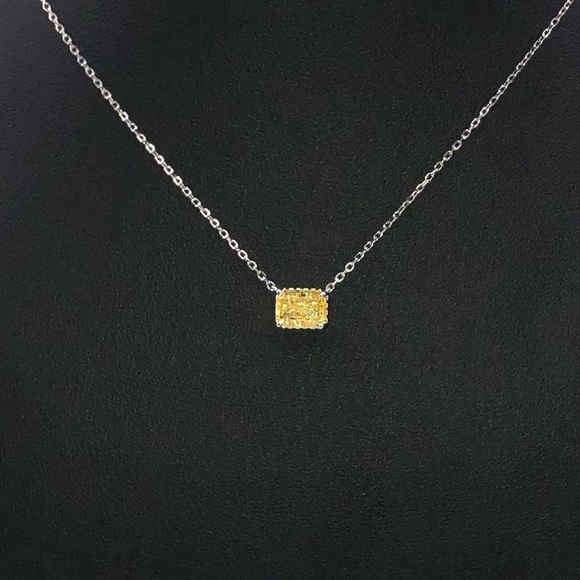 1.15ct Radiant Cut Canary Necklace - Picture 7 of 10